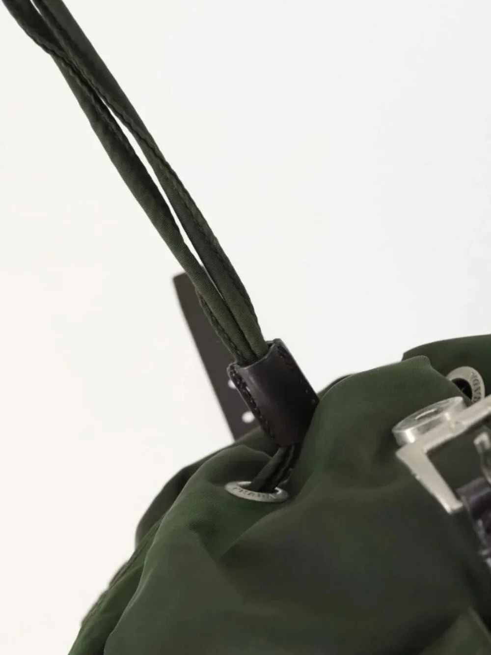 PRADA Backpack Nylon Green Silver Auth 157224
